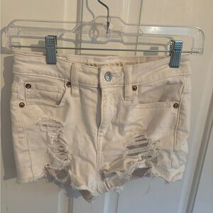 American Eagle White Ripped Jean Shorts